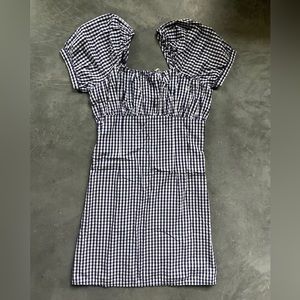 Anthropologie navy blue gingham dress, xs, new with tags
